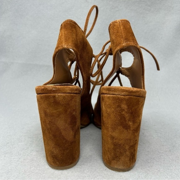 Steve Madden Aryah Brown Suede Lace Up Open Toe Heels Women’s Size 9M - Picture 8 of 12
